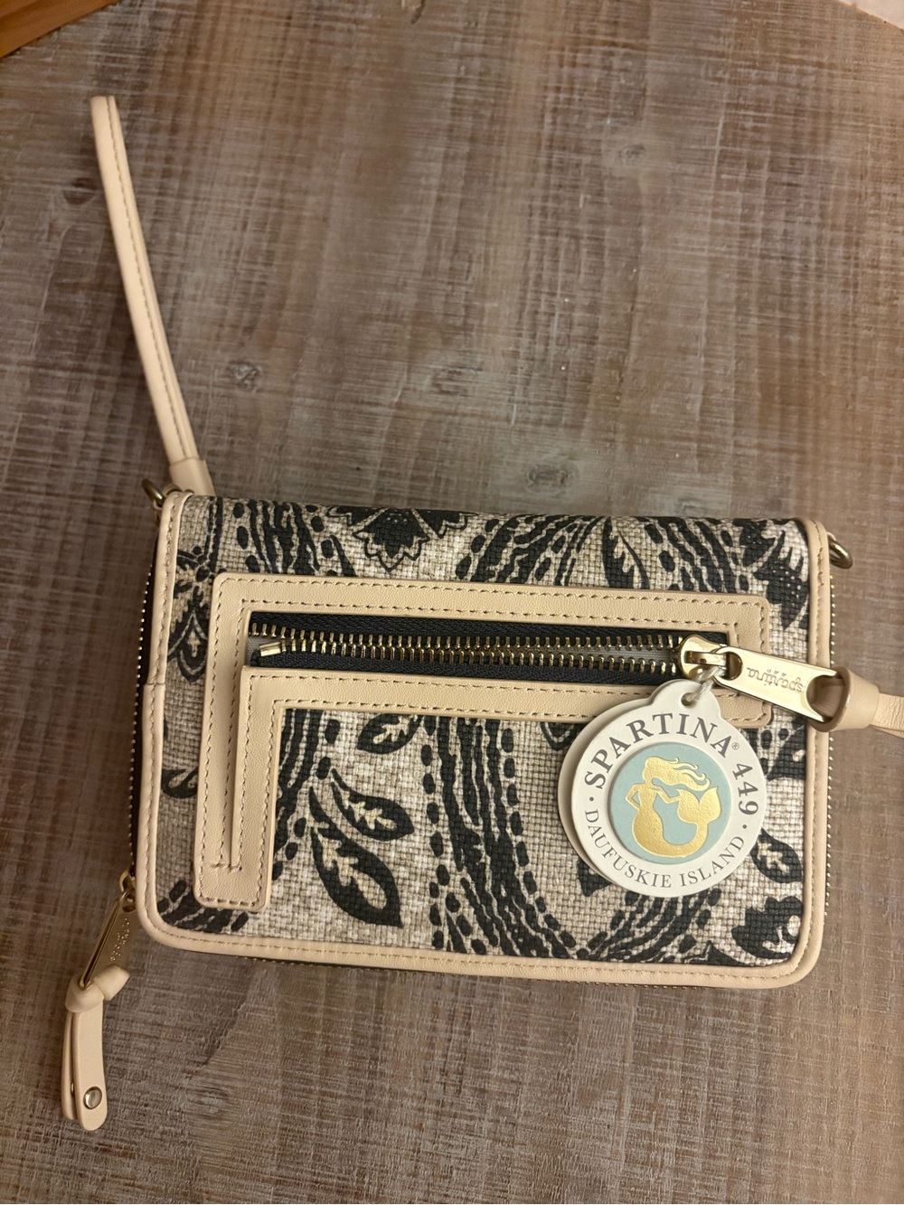 Spartina 449 Beige & Black Paisley Wristlet